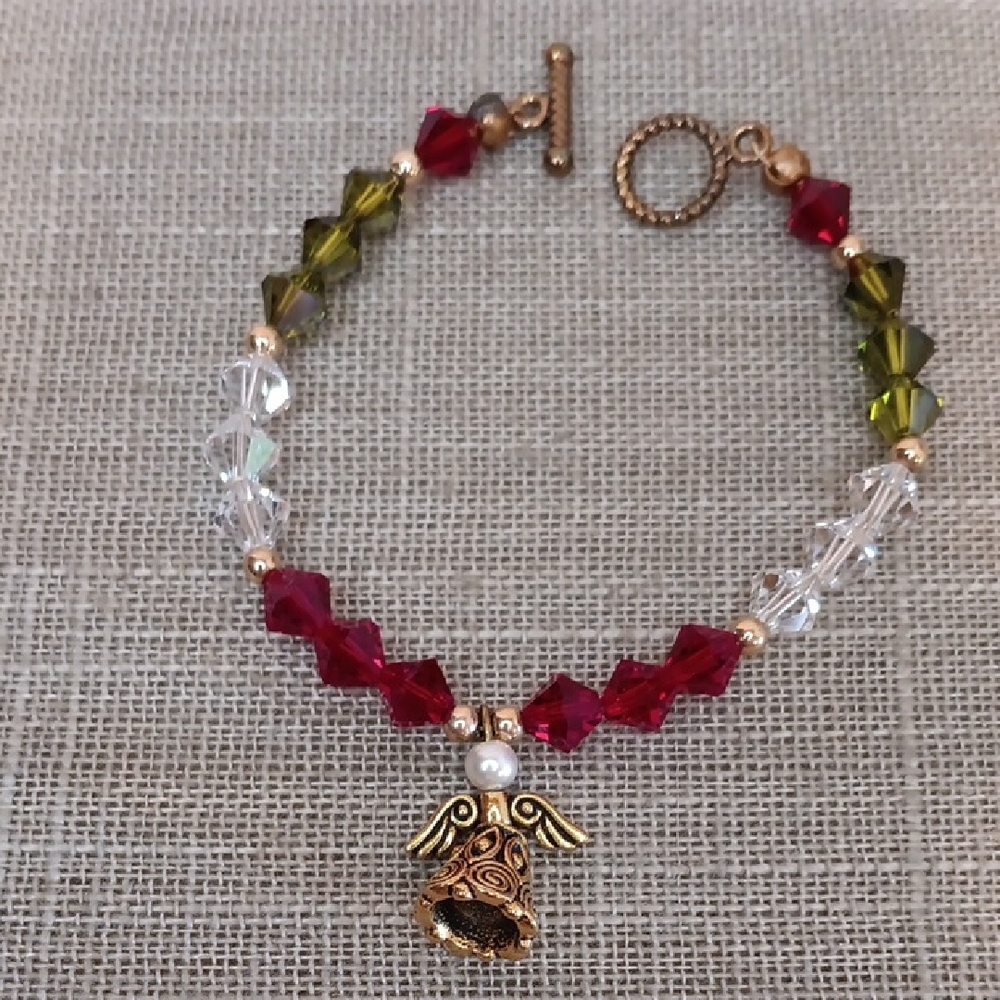 Elegant Multicolor Beaded Bracelet with Angel Charm